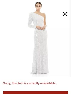 Mac Duggal One-Shoulder Sequin Gown in White Size 2 New
